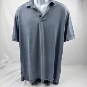 Mizzen+Main Polo Shirt Mens Large Navy Blue Striped Performance Stretch Golf